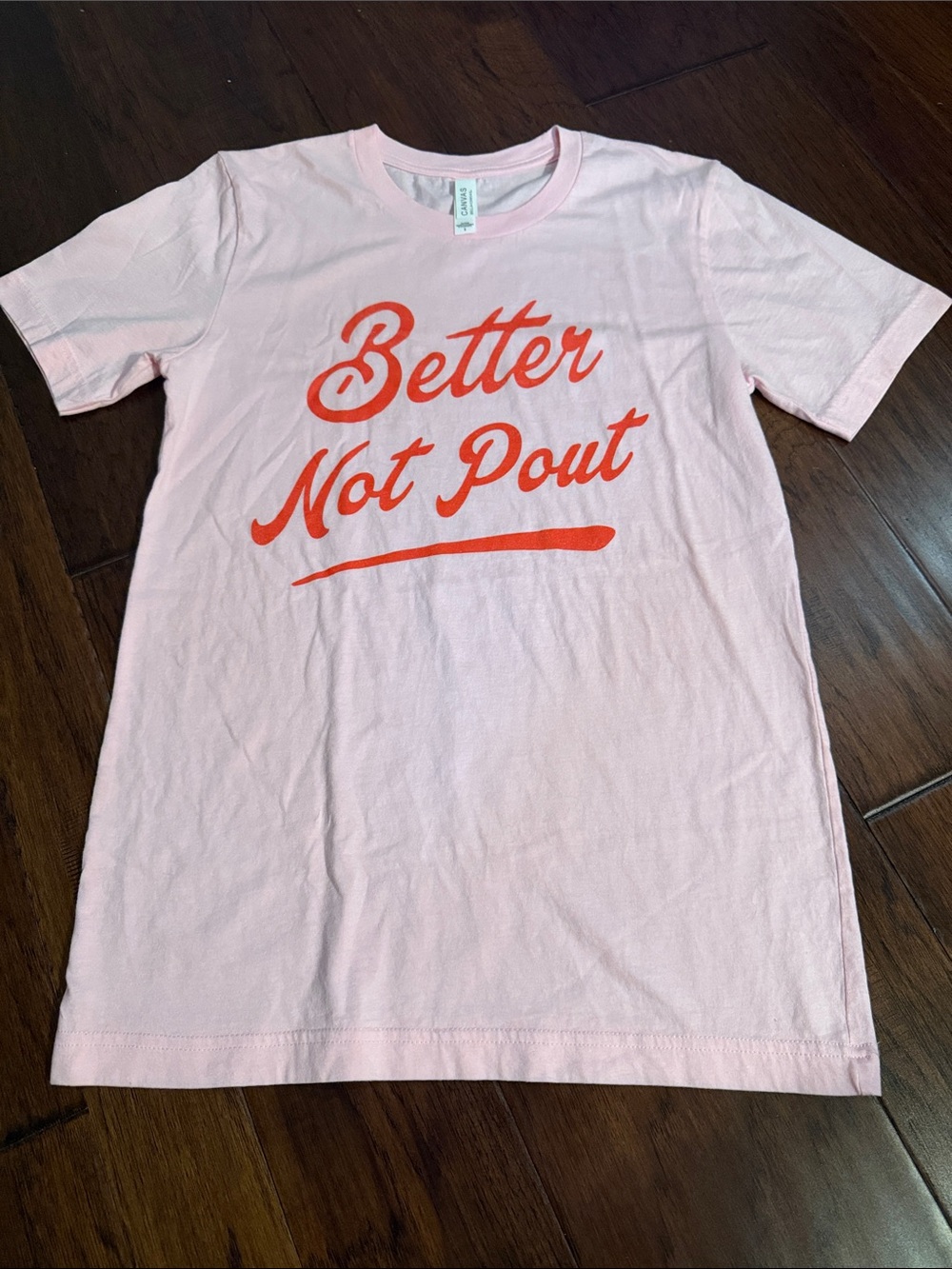 Bella Canvas Pink Short Sleeve Tee with Orange Script Graphic
